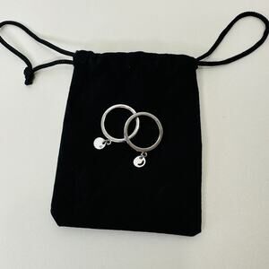 Vintage Dior Silver Logo Charm Rings Size 5.75 Pair Fair C